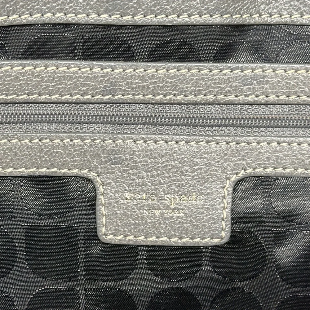 KATE SPADE Quinn Tarrytown Gray Marbled Leather Tote Purse Handbag 11.25